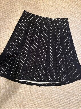 Ann Taylor Black Eyelet Skater Skirt with White Lining